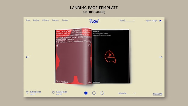 Page d'atterrissage du catalogue de mode à design plat