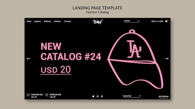 PSD gratuit page d'atterrissage du catalogue de mode à design plat