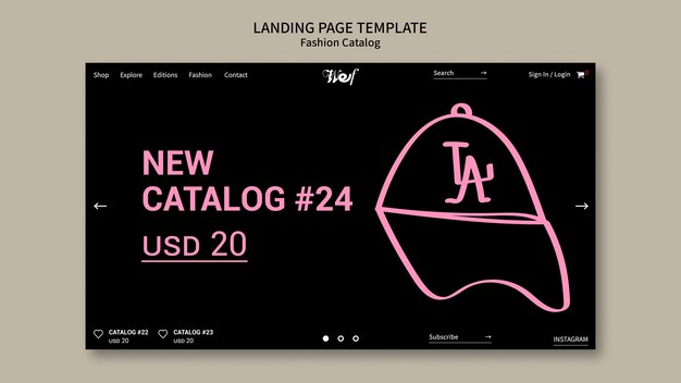 Page d'atterrissage du catalogue de mode à design plat
