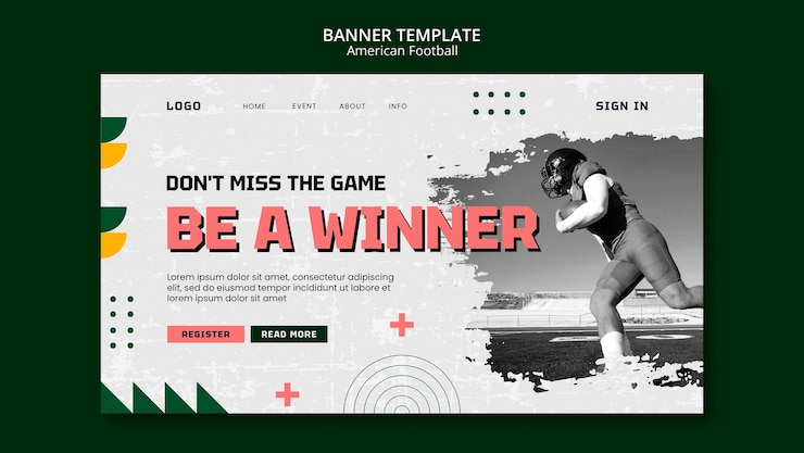 PSD gratuit page d'atterrissage de football américain de conception plate
