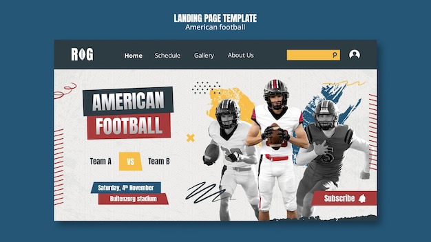 PSD gratuit page d'atterrissage de football américain de conception plate