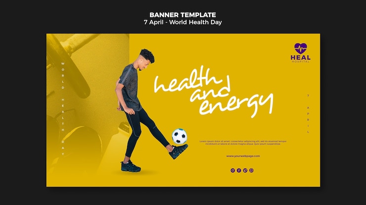PSD gratuit page de bannière horizontale de la journée mondiale de la santé avec photo
