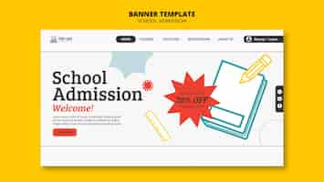 PSD gratuit page de destination d'admission à l'école de design plat