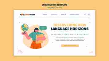 PSD gratuit page de destination d'apprentissage des langues dessinée à la main