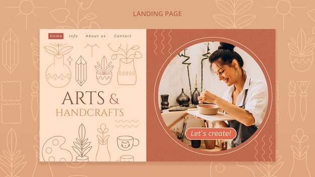 Page de destination des arts et de l'artisanat dessinés à la main