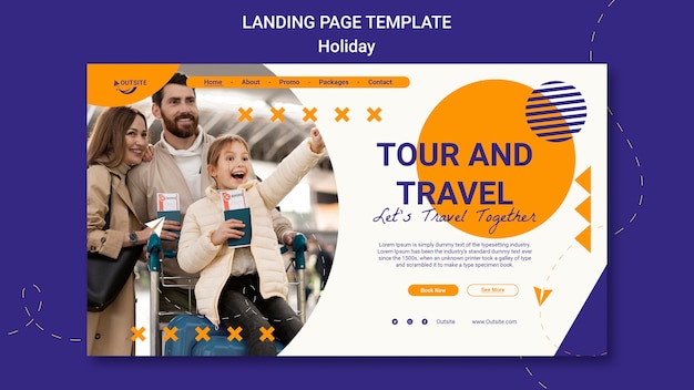 PSD gratuit page de destination d'aventure de vacances design plat