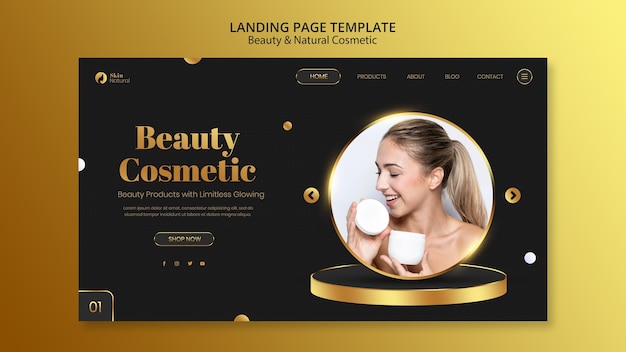 Page de destination de la beauté et des cosmétiques naturels