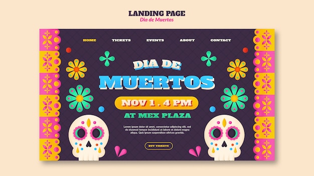 Page De Destination De La Célébration De Dia De Muertos