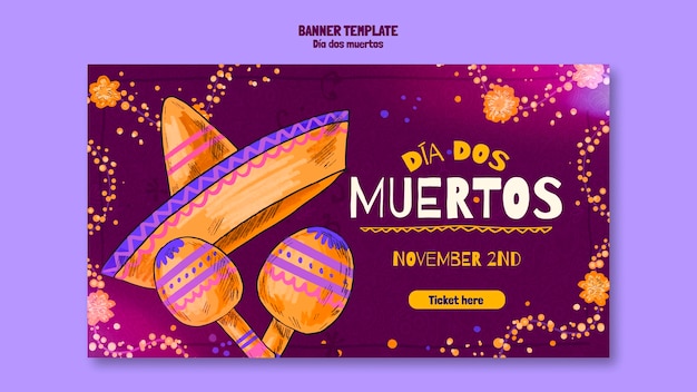 PSD gratuit page de destination de la célébration de dia de muertos