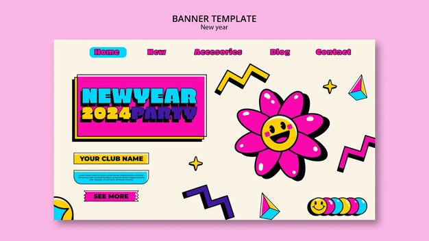 PSD gratuit page de destination de la célébration du nouvel an 2024