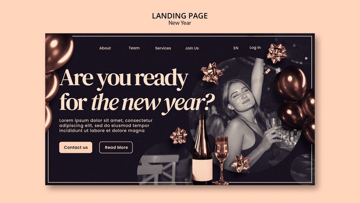 PSD gratuit page de destination de la célébration du nouvel an 2024