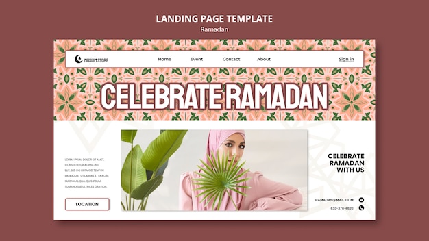 PSD gratuit page de destination de la célébration du ramadan