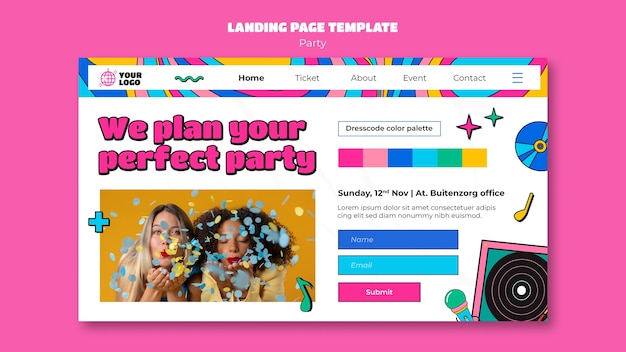 PSD gratuit page de destination de célébration de fête design plat