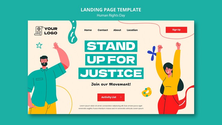 PSD gratuit page de destination de la célébration de la journée des droits de l'homme
