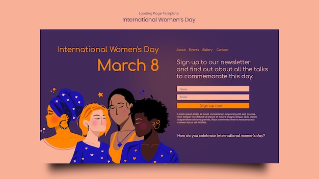 PSD gratuit page de destination de la célébration de la journée de la femme