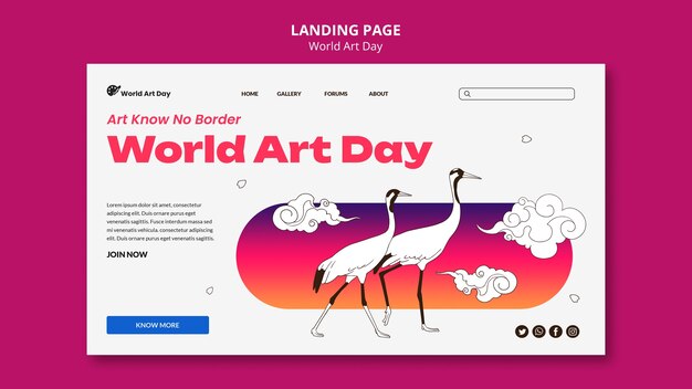 Page de destination de la célébration de la journée mondiale de l'art