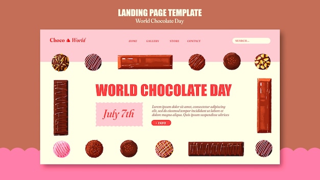 PSD gratuit page de destination de la célébration de la journée mondiale du chocolat