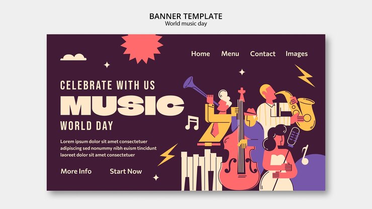 PSD gratuit page de destination de la célébration de la journée mondiale de la musique