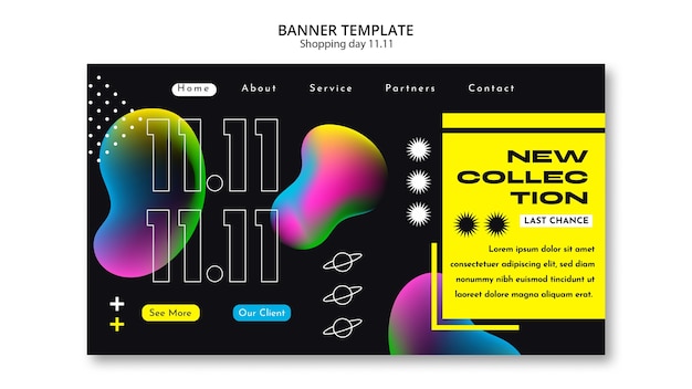 PSD gratuit page de destination de la célébration de la journée de shopping