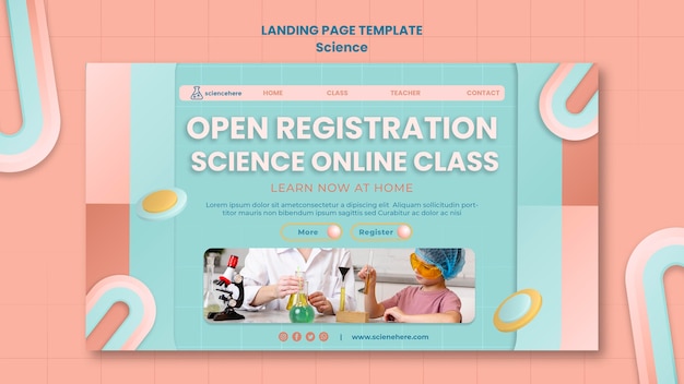 PSD gratuit page de destination de la classe de sciences