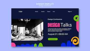 PSD gratuit page de destination de la conférence sur le design plat