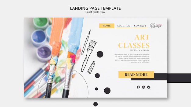Page de destination des cours d'art pour enfants et adultes