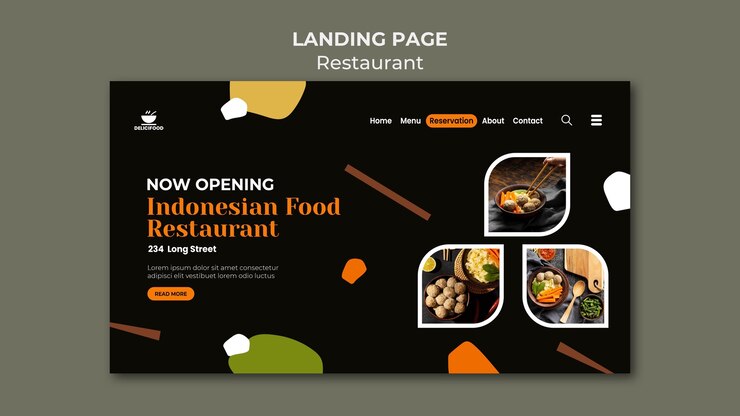 PSD gratuit page de destination de la cuisine indonésienne