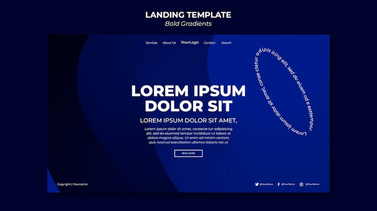 PSD gratuit page de destination des dégradés gras