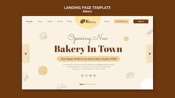 PSD gratuit page de destination du concept de boulangerie dessiné à la main