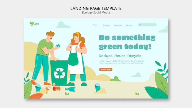 PSD gratuit page de destination du concept d'écologie design plat