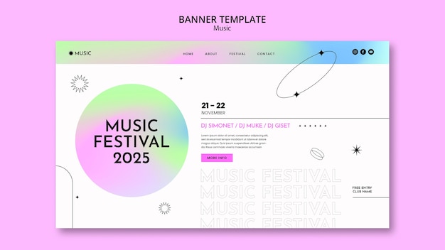 PSD gratuit page de destination du festival de musique dégradé