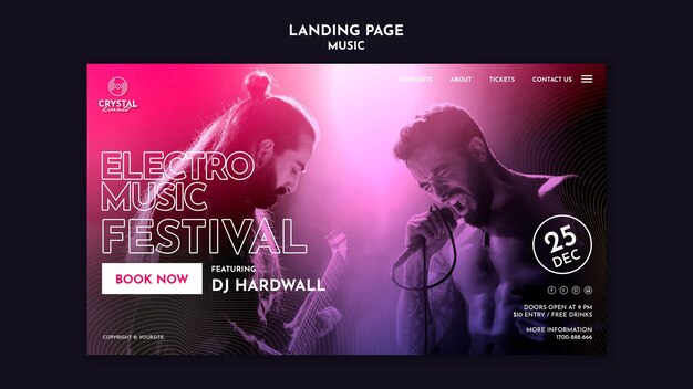 Page de destination du festival de musique