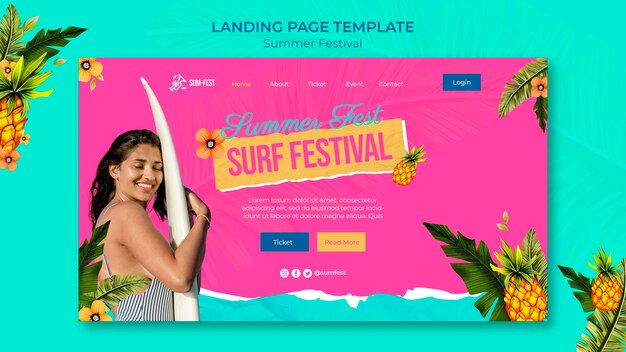 Page de destination du festival de surf