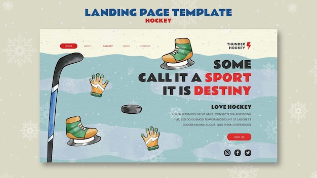 Page de destination du jeu de hockey