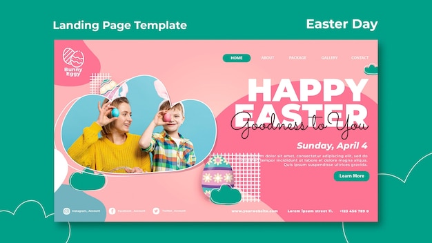 PSD gratuit page de destination du jour de pâques