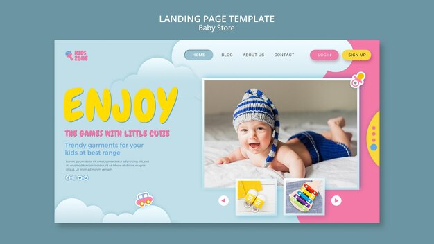 Page de destination du magasin pour bébé
