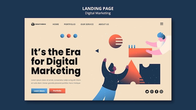Page de destination du marketing numérique