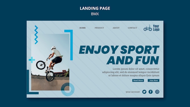 PSD gratuit page de destination du modèle de boutique bmx