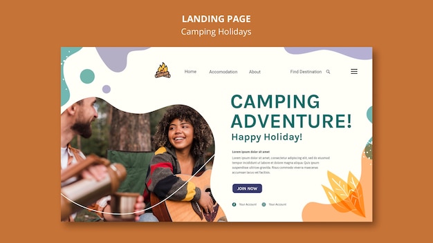 Page De Destination Du Modèle De Vacances En Camping