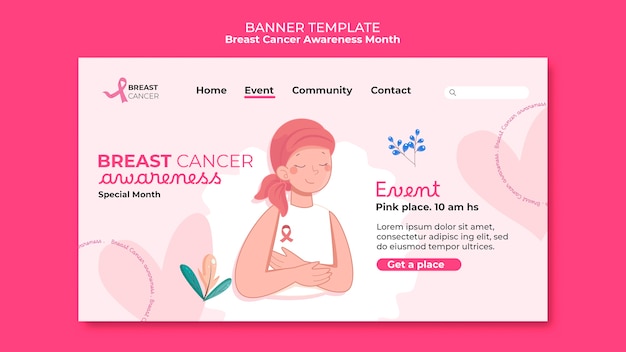 PSD gratuit page de destination du mois de sensibilisation au cancer du sein