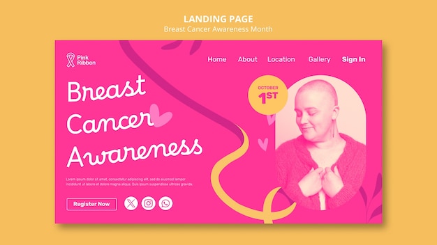 PSD gratuit page de destination du mois de sensibilisation au cancer du sein