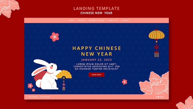 PSD gratuit page de destination du nouvel an chinois