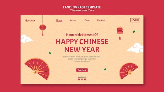 PSD gratuit page de destination du nouvel an chinois