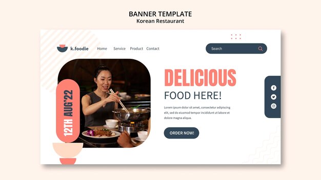 Page de destination du restaurant de cuisine coréenne