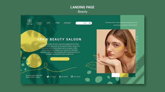 Page de destination du salon de beauté
