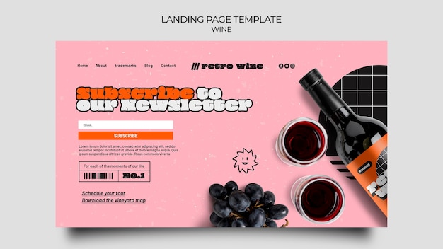 Page de destination du vin rétro