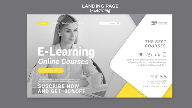 PSD gratuit page de destination e-learning