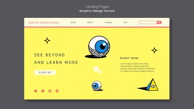 PSD gratuit page de destination de l'école de design graphique