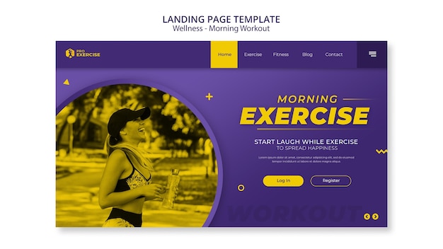 PSD gratuit page de destination de l'entraînement du matin de bien-être
