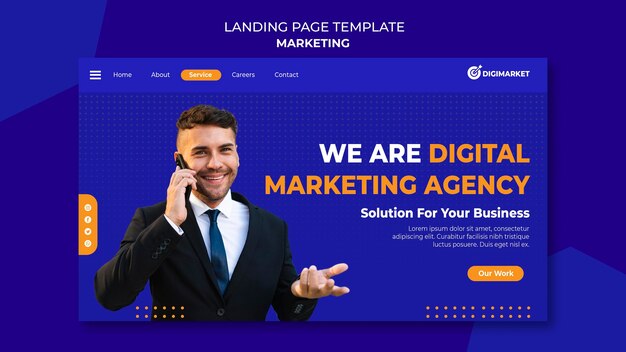 Page de destination de l'entreprise de marketing